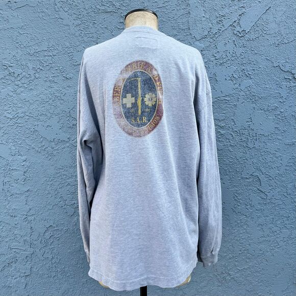 Vintage 90s Abercrombie Long Sleeve Tee Spell Out Mens Large 90s T shirt - Picture 3 of 8